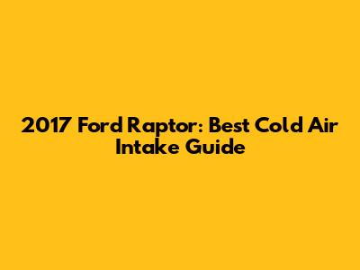 2017 Ford Raptor: Best Cold Air Intake Guide
