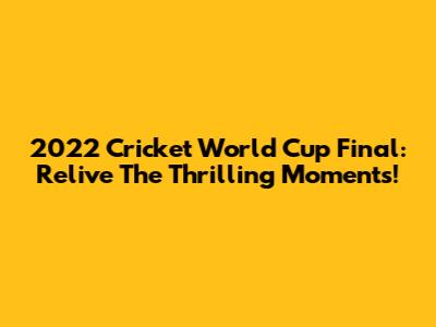 2022 Cricket World Cup Final: Relive The Thrilling Moments!