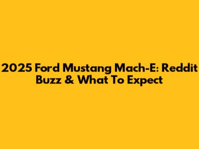 2025 Ford Mustang Mach-E: Reddit Buzz & What To Expect