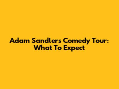 Adam Sandler's Comedy Tour: What To Expect