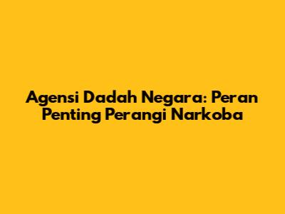 Agensi Dadah Negara: Peran Penting Perangi Narkoba