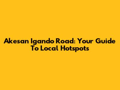 Akesan Igando Road: Your Guide To Local Hotspots