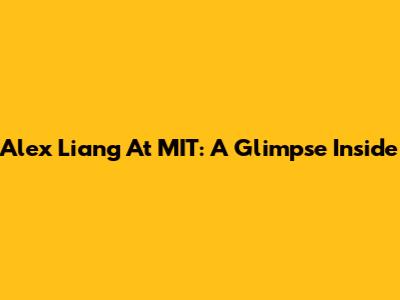 Alex Liang At MIT: A Glimpse Inside