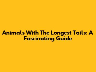 Animals With The Longest Tails: A Fascinating Guide