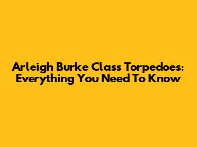 Arleigh Burke Class Torpedoes: Everything You Need To Know