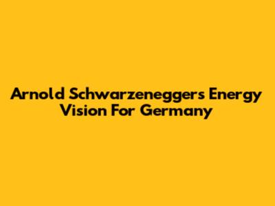 Arnold Schwarzenegger's Energy Vision For Germany