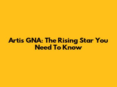 Artis GNA: The Rising Star You Need To Know