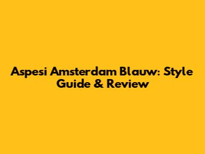 Aspesi Amsterdam Blauw: Style Guide & Review