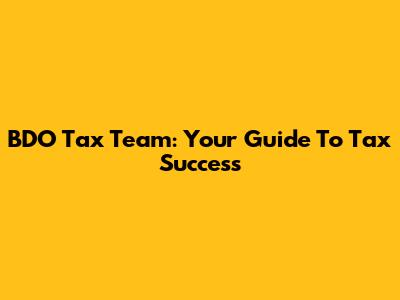 BDO Tax Team: Your Guide To Tax Success