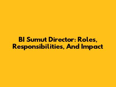 BI Sumut Director: Roles, Responsibilities, And Impact