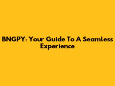 BNGPY: Your Guide To A Seamless Experience