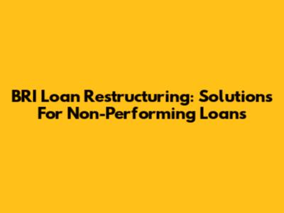 BRI Loan Restructuring: Solutions For Non-Performing Loans