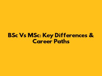 BSc Vs MSc: Key Differences & Career Paths