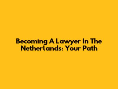 Becoming A Lawyer In The Netherlands: Your Path