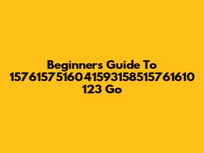 Beginner's Guide To 1576157516041593158515761610 123 Go