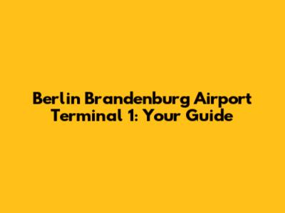Berlin Brandenburg Airport Terminal 1: Your Guide