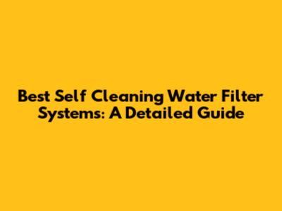 Best Self Cleaning Water Filter Systems: A Detailed Guide