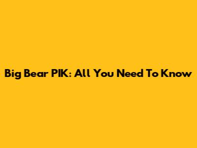 Big Bear PIK: All You Need To Know