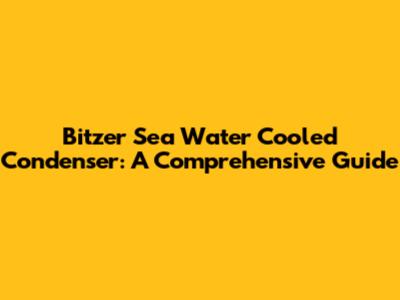 Bitzer Sea Water Cooled Condenser: A Comprehensive Guide