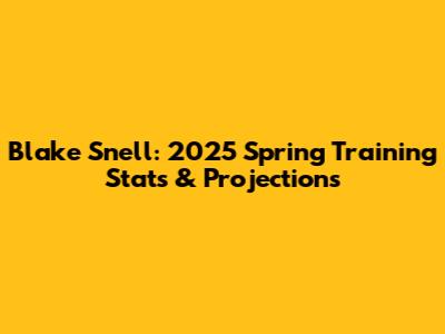 Blake Snell: 2025 Spring Training Stats & Projections