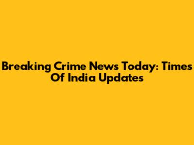 Breaking Crime News Today: Times Of India Updates