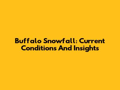 Buffalo Snowfall: Current Conditions And Insights