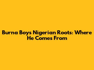 Burna Boy's Nigerian Roots: Where He Comes From