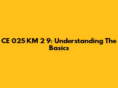 CE 025 KM 2 9: Understanding The Basics