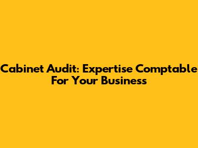 Cabinet Audit: Expertise Comptable For Your Business