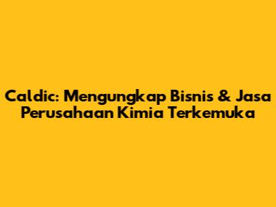 Caldic: Mengungkap Bisnis & Jasa Perusahaan Kimia Terkemuka