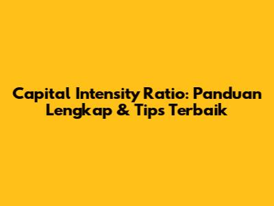 Capital Intensity Ratio: Panduan Lengkap & Tips Terbaik