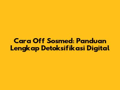 Cara Off Sosmed: Panduan Lengkap Detoksifikasi Digital