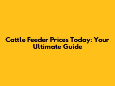 Cattle Feeder Prices Today: Your Ultimate Guide