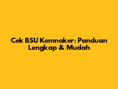 Cek BSU Kemnaker: Panduan Lengkap & Mudah