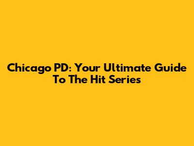 Chicago PD: Your Ultimate Guide To The Hit Series