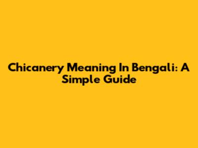 Chicanery Meaning In Bengali: A Simple Guide