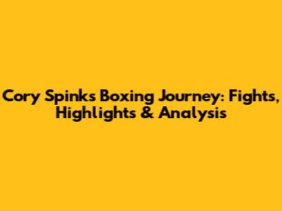 Cory Spinks' Boxing Journey: Fights, Highlights & Analysis
