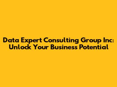 Data Expert Consulting Group Inc: Unlock Your Business Potential