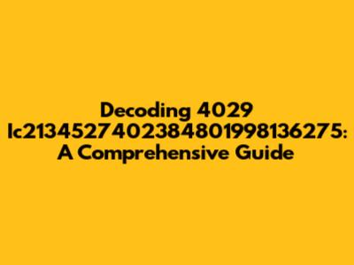 Decoding 4029 Ic2134527402384801998136275: A Comprehensive Guide