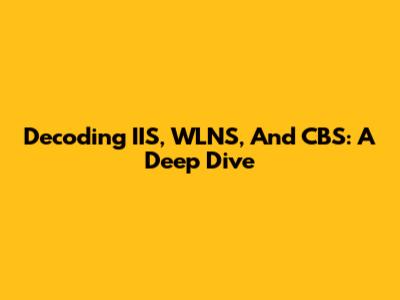 Decoding IIS, WLNS, And CBS: A Deep Dive