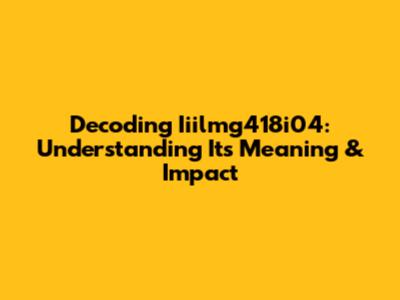 Decoding Iiilmg418i04: Understanding Its Meaning & Impact