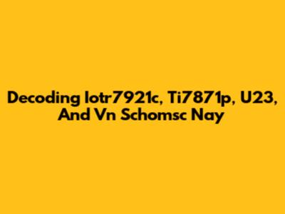 Decoding Iotr7921c, Ti7871p, U23, And Vn Schomsc Nay
