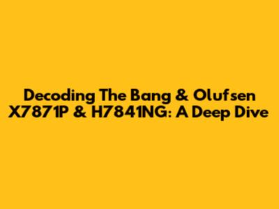 Decoding The Bang & Olufsen X7871P & H7841NG: A Deep Dive