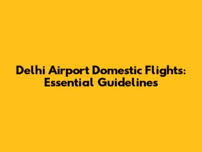 Delhi Airport Domestic Flights: Essential Guidelines