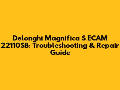 Delonghi Magnifica S ECAM 22110SB: Troubleshooting & Repair Guide