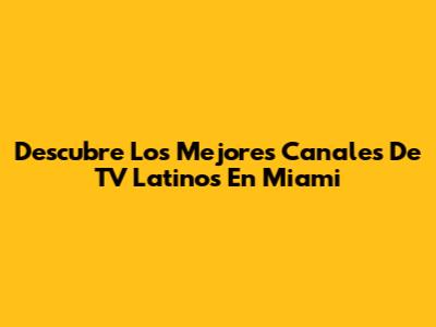 Descubre Los Mejores Canales De TV Latinos En Miami