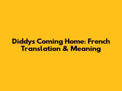 Diddy's 'Coming Home': French Translation & Meaning