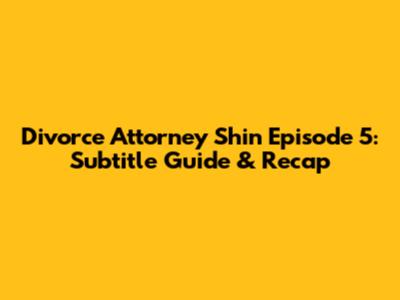 Divorce Attorney Shin Episode 5: Subtitle Guide & Recap