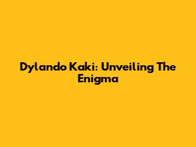 Dylando Kaki: Unveiling The Enigma