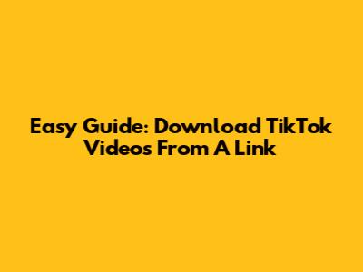 Easy Guide: Download TikTok Videos From A Link
